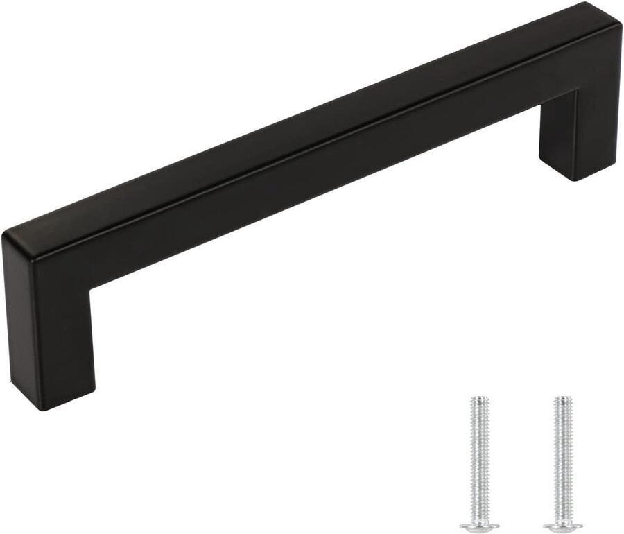 Zwarte deurgrepen voor meubels 6 stuks 128 mm