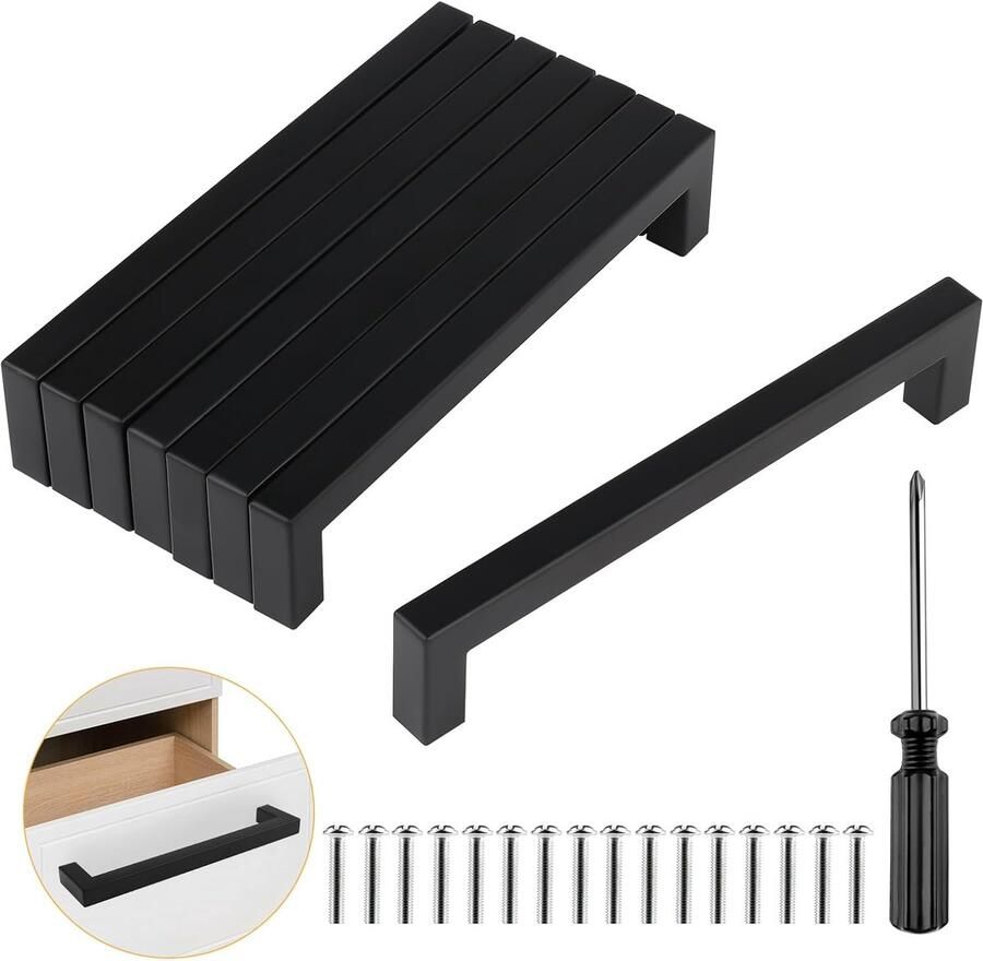 Zwarte deurgrepen voor meubels 8 stuks 160 mm