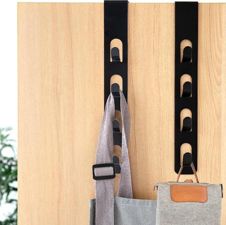 Zwarte Deurhanger 2-Delige Deurhanger Voor Slaapkamer Kapstokhaken Niet Nodig Om Te Boren Geschikt Voor Slaapkamer Badkamer Keuken Kledingkast deurkapstok opdekdeur