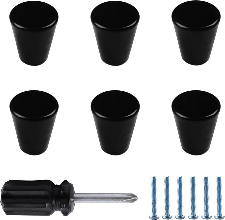 Zwarte deurknoppen moderne kastknoppen set van 6