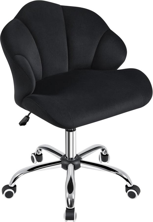 Zwarte ergonomische bureaustoel verstelbare schelpstoel met wielen (136 kg belastbaar)