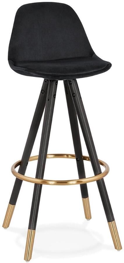 Zwarte Fluwelen Barkruk Design Barstoel Gewatteerde Comfortzitting