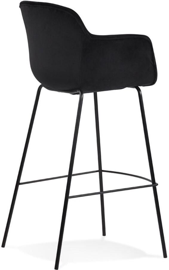 Zwarte Fluwelen Barkruk Retro Design Uiterst Comfortabel