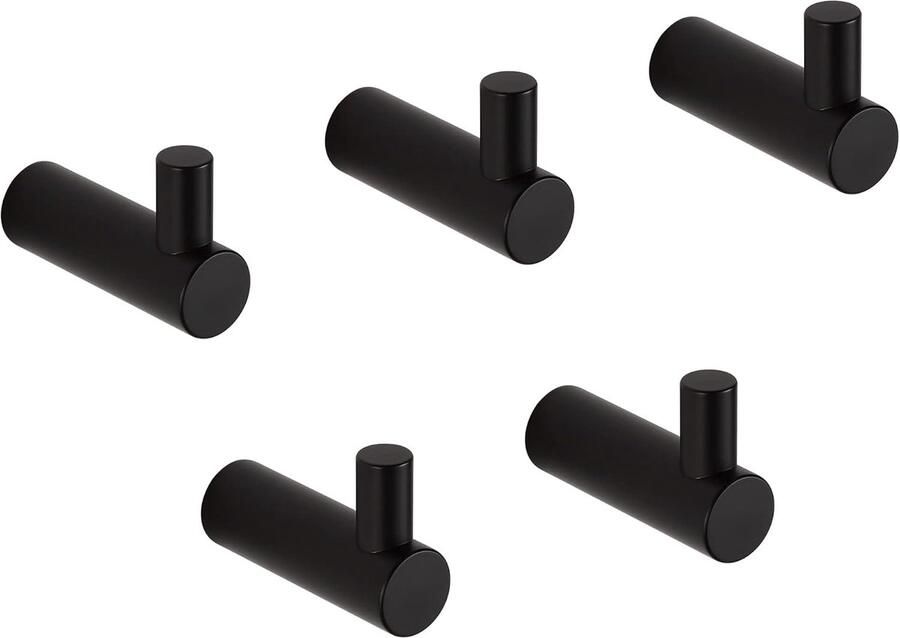 Zwarte Handdoekhaken Roestvrijstalen Kapstokhaken 5 Stuks Ideaal voor Badkamer en Keuken