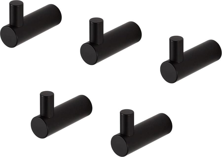 Zwarte handdoekhaken Set van 5 Kapstokhaken voor aan de muur 304 roestvrijstalen haken Badkamer en keuken