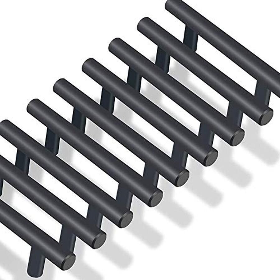 Zwarte handgrepen voor keukenkasten 64 mm 20 stuks roestvrij staal
