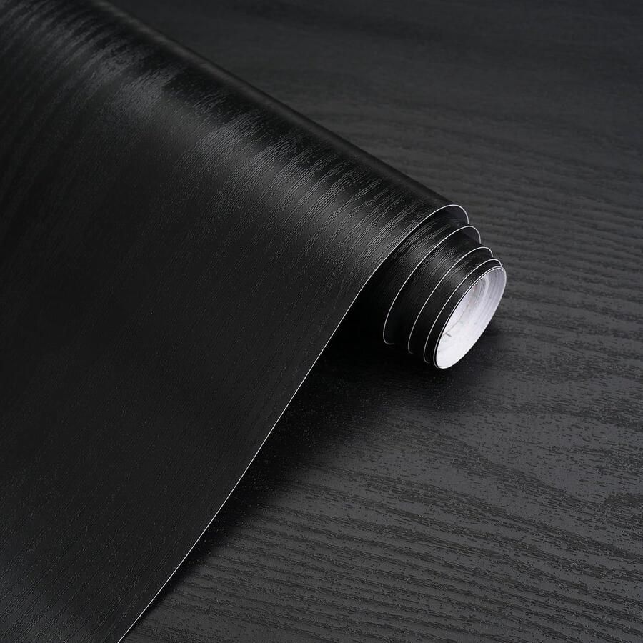 Zwarte houten tekening contactpapier strippen en plakken behang houten behang decoratie meubels kasten en laden tafelblad waterdicht zelfklevende gemakkelijk te reinigen 60cmx5m