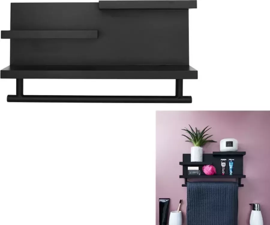 Zwarte houten wandplank