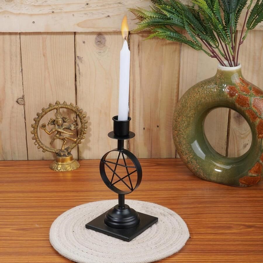 Zwarte ijzeren kandelaar kaarsenstandaard sterdesign hoge kandelaar vintage kandelaar voor thuis eettafel open haard bruiloft verjaardag feestdecoratie