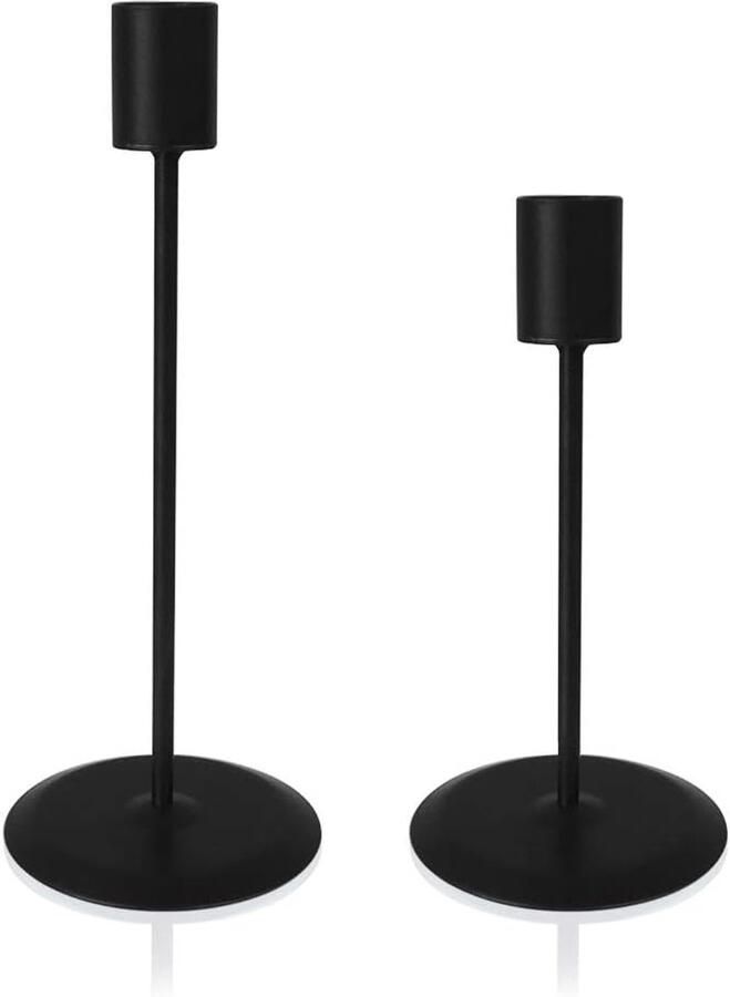 Zwarte Kandelaar Set van 2 Decoratieve Taper Kaarsen voor Kandelaren Pilaar Tafel Kandelaar met Metaal voor Bruiloft Decoratie Thuis Decoratie Bar Party