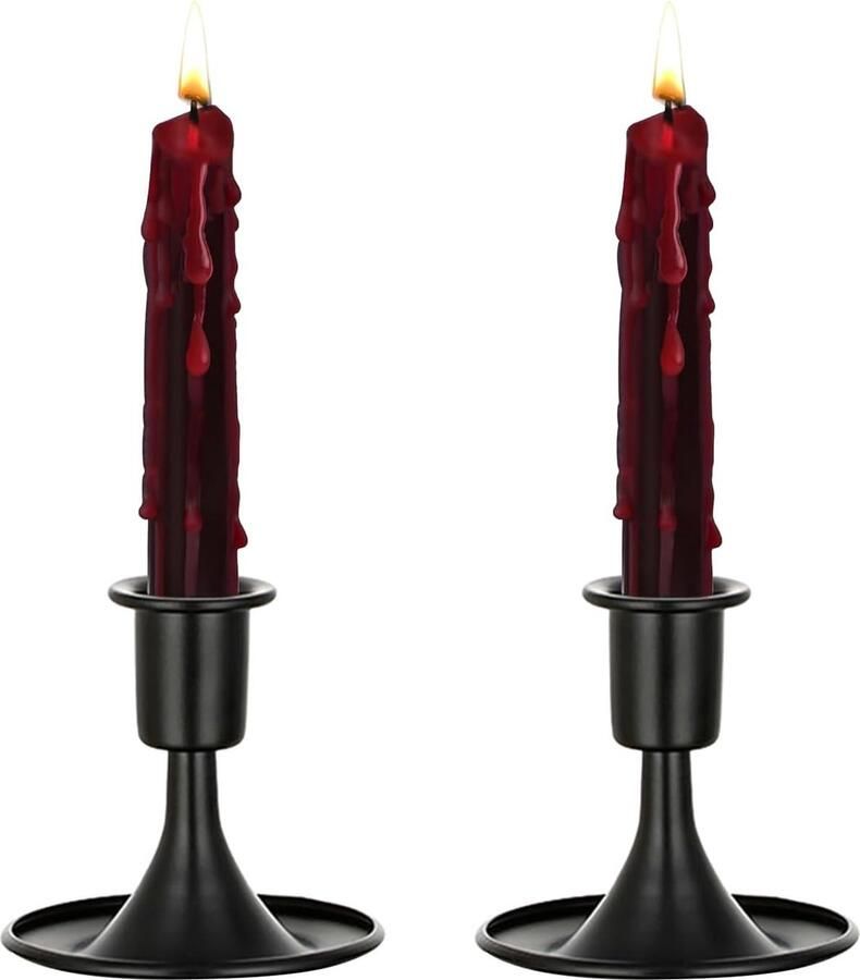 Zwarte Kandelaars Set Van 2 Decoratieve Kandelaars Voor Kandelaars Taps Toelopende Kaarsen Voor Eettafel Salontafel Open Haard Schoorsteenmantel Klein