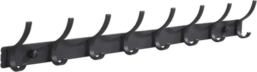 Zwarte Kapstok met 8 Haken voor Wand Roestvrij Stalen Haaklijst Geschikt voor Slaapkamer Keuken Badkamer en Kantoor