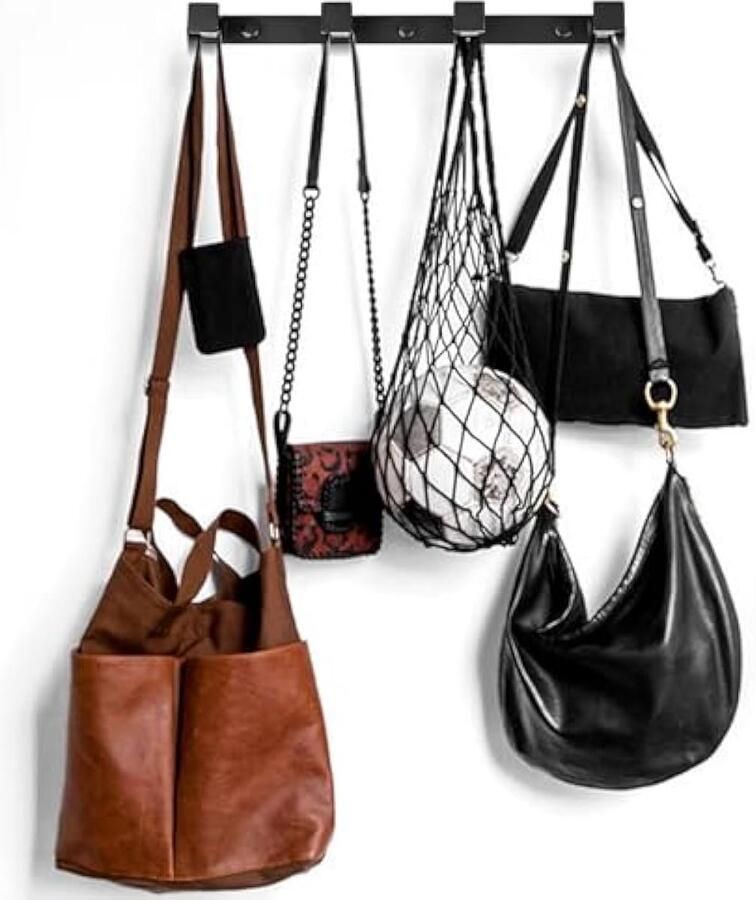 Zwarte kapstokhaken zwarte wandhaken kapstok met haakrail metalen wandkapstok met 4 haken voor jassen tassen hoeden slaapkamer badkamer keuken hal kapstokhaken