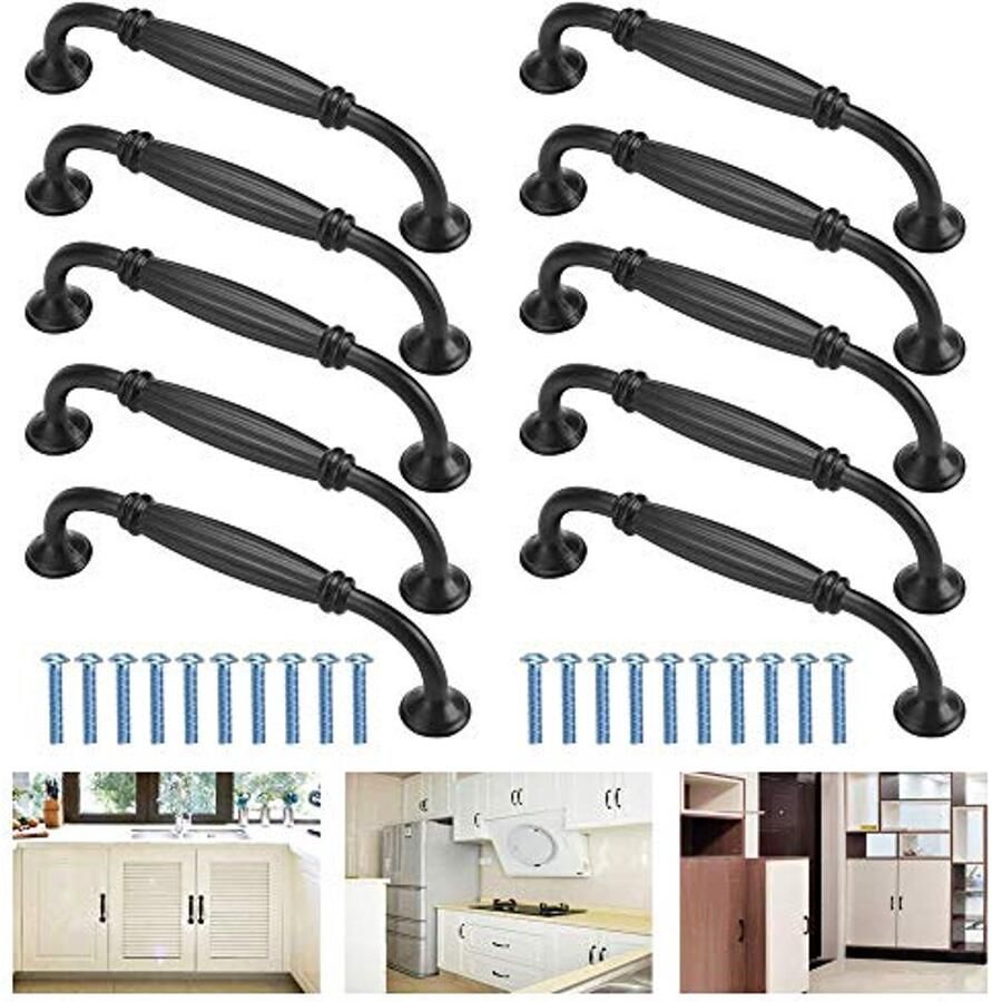 Zwarte kastdeurgrepen Aluminiumlegering 10 stuks Keukengrepen en Ladegrepen