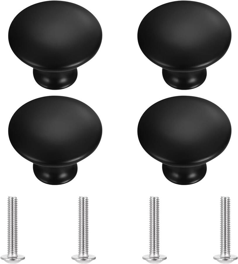 Zwarte Kastgrepen Elegante Deurknoppen 4 Stuks Modern Design