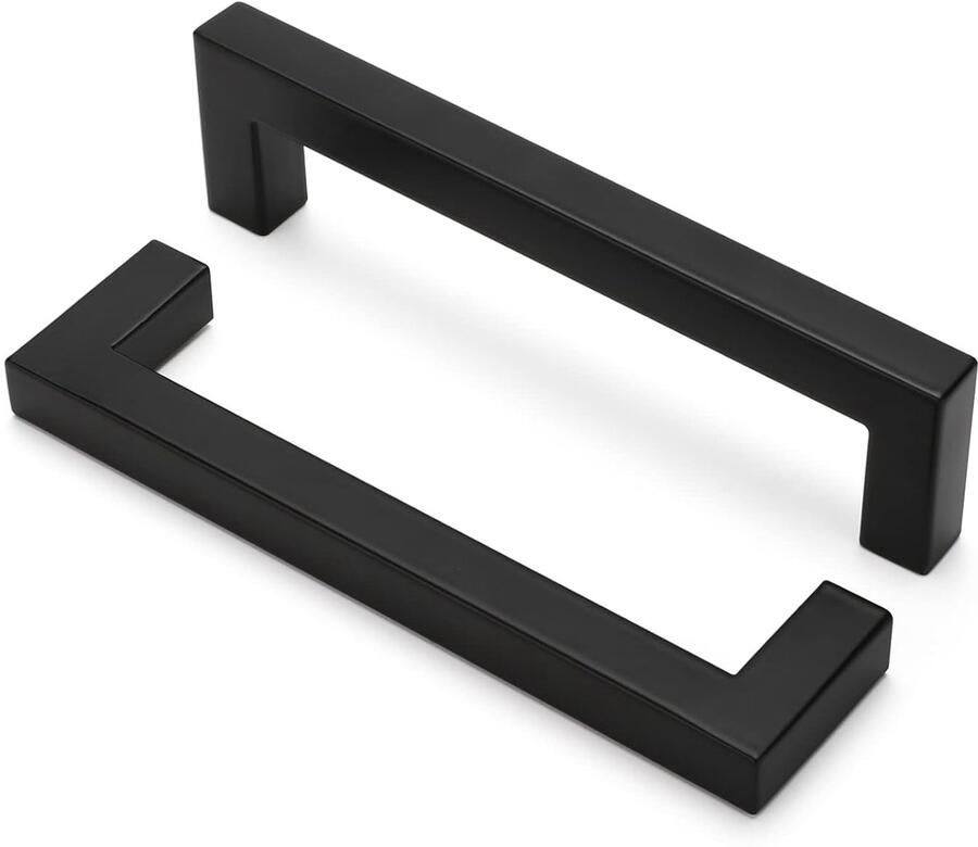 Zwarte Kastgrepen Hoogwaardig Roestvrij Staal Set van 2