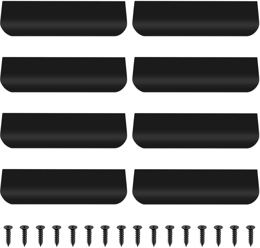 Zwarte kastgrepen stijlvol en duurzaam set van 8 aluminium