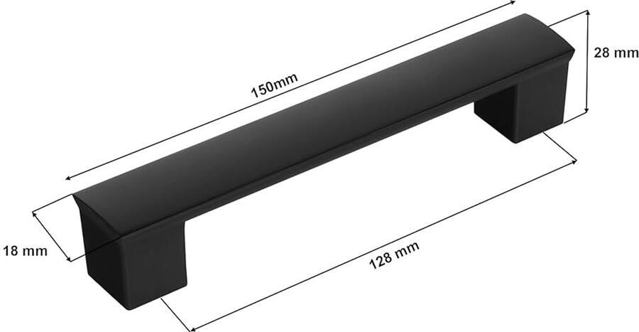 Zwarte kastgrepen universeel voor keukenkasten set van 10 kunststof