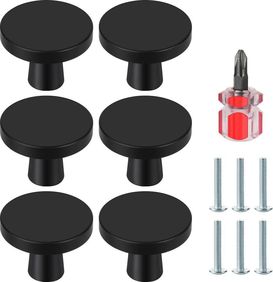 Zwarte Kastknoppen 30 mm Ronde Ladeknoppen voor Dressoir en Keuken