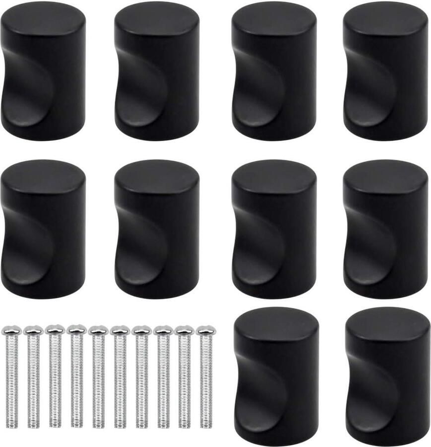Zwarte kastknoppen cilinderladeknop aluminium lade trekhandvat 10 stuks schroef deurknoppen hardwareknoppen voor ladedeur kast kledingkast keukenmeubilair enkel gat kastknoppen kinderkamer