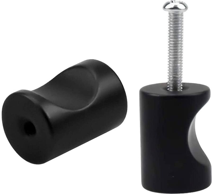 Zwarte kastknoppen set van 12 massief aluminium elegante afwerking