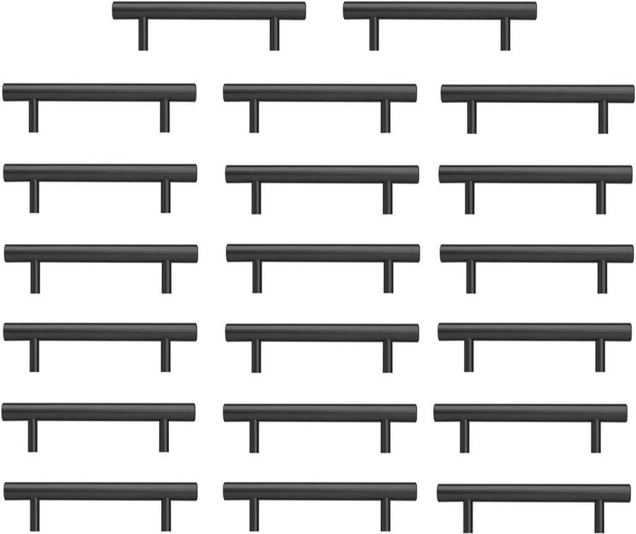 Dolaso Zwarte keukenhandvat Zwarte keukenkast handvat 20 stuks 128 mm RVS spray verf Zwart gat Installatie 20 stuks