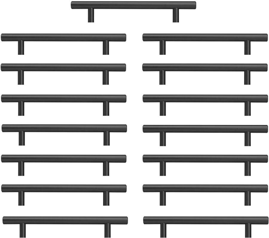 Zwarte Keuken Grepen 15 Stuks Roestvrij Staal 128mm