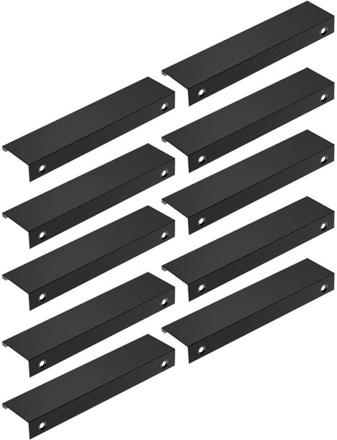 Zwarte keukengreep 10 STUKS onzichtbare meubelgreep aluminium deurgreep zwarte meubelgreep voor kantoorladen (128 mm lengte 150 mm)