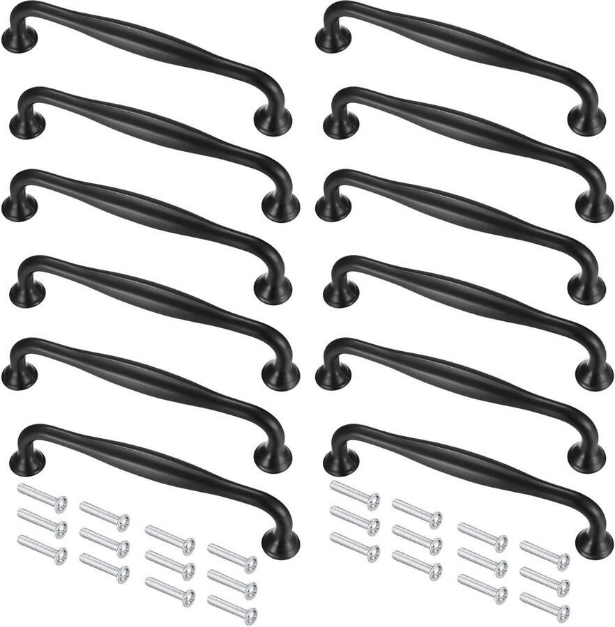 Zwarte keukengrepen 12 stuks aluminiumlegering