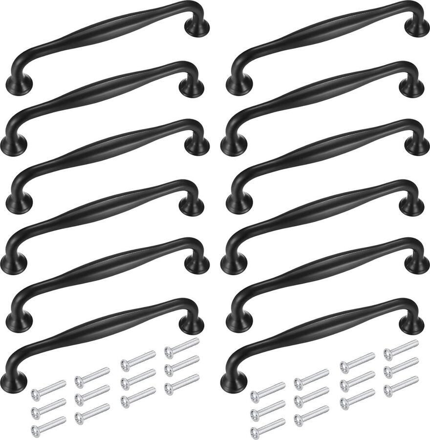 Zwarte Keukengrepen Aluminiumlegering 12 stuks 128 mm