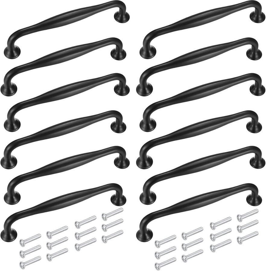 Zwarte Keukengrepen Aluminiumlegering 12 Stuks