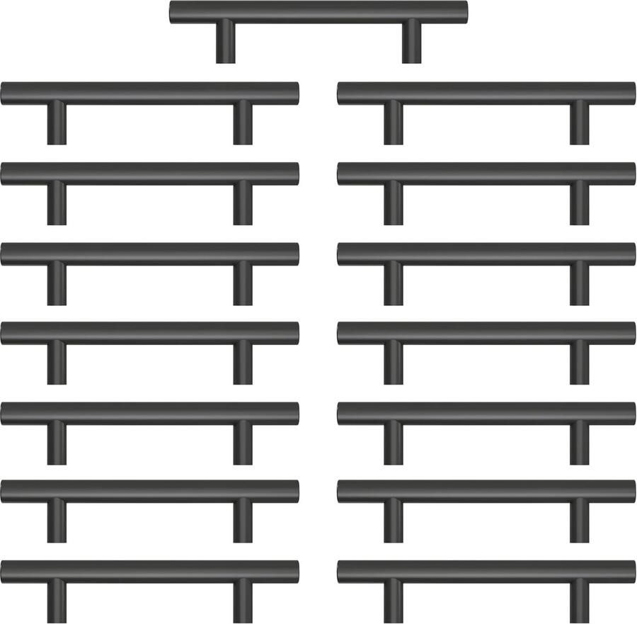 Zwarte Keukengrepen Set van 10 Roestvrijstalen Spuitverf 96 mm