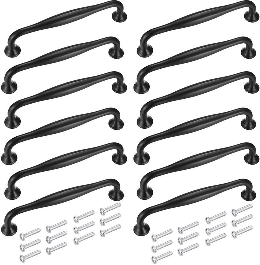 Zwarte keukengrepen van aluminium 12 stuks 128 mm