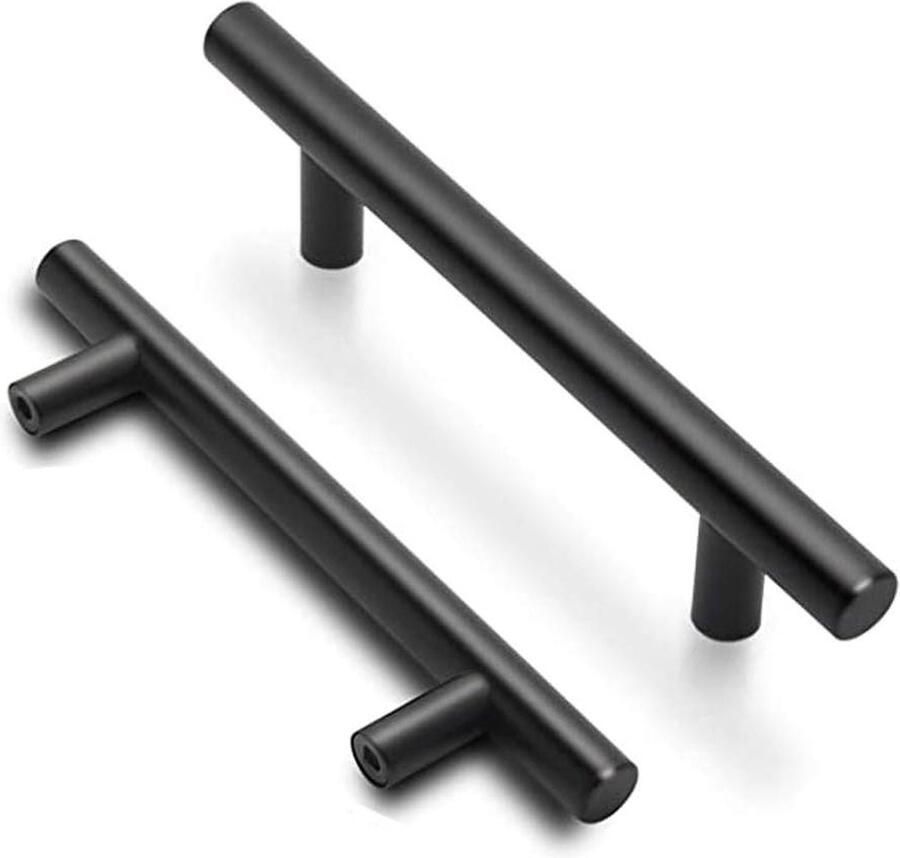 15 stuks kastgrepen 96 mm zwart keukenkast deurgrepen T-stanggreep roestvrij stalen meubelgrepen railgreep met schroeven
