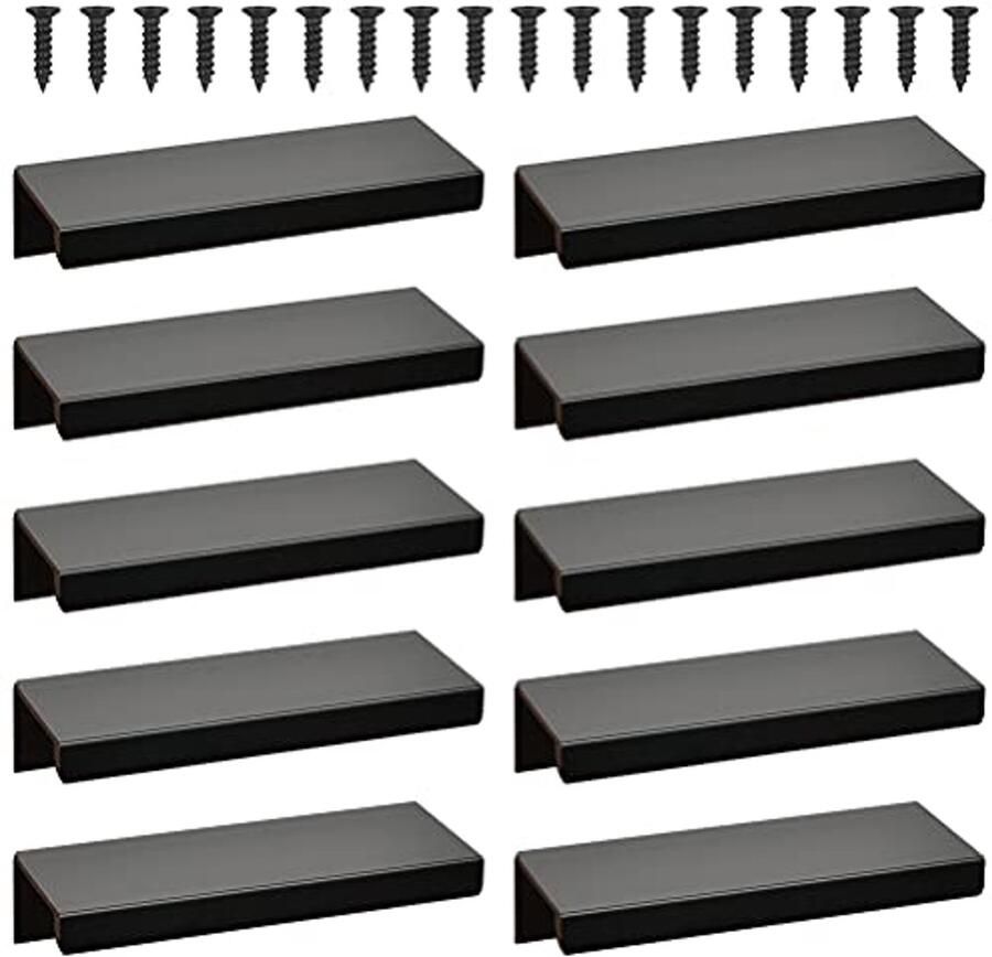 Zwarte Keukenkastgrepen 80 mm 10 Stuks Verborgen Meubelgrepen voor Moderne Interieuren