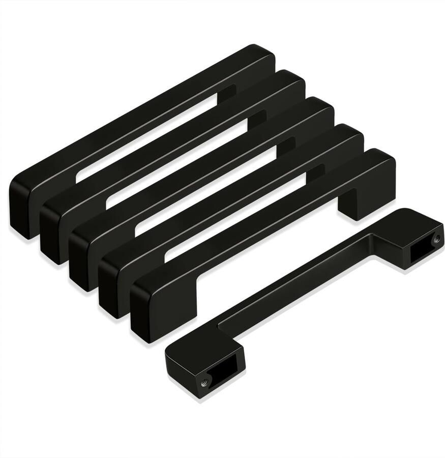 Zwarte keukenkasthandgrepen moderne meubelgrepen 6 stuks zinklegering