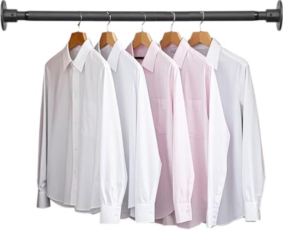 Zwarte Kledingrail 76-234 cm Verstelbare Kledingrail voor Kasten en Wasruimtes