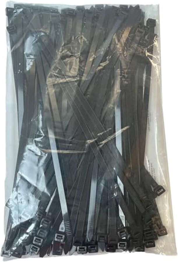 Zwarte Klemmen 300mm x 7.6mm 60 Stuks Hoge Treksterkte 55kg