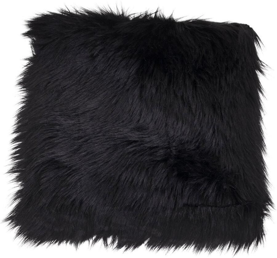 Zwarte kunstmatige lamskijnstoelkussen faux bontkussen synthetische schapenvachtstoel kussen zacht comfort 40x40x6 5 cm
