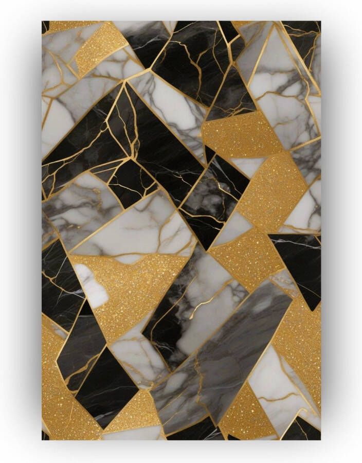 Zwarte marmer met goud 100x150 cm Schilderij op canvas Schilderij goud zwart Muurdecoratie goud Kunst aan de muur Woonkamer accessoires Wandplank goud Marmer wandpaneel Marmer wandpaneel Canvas abstract