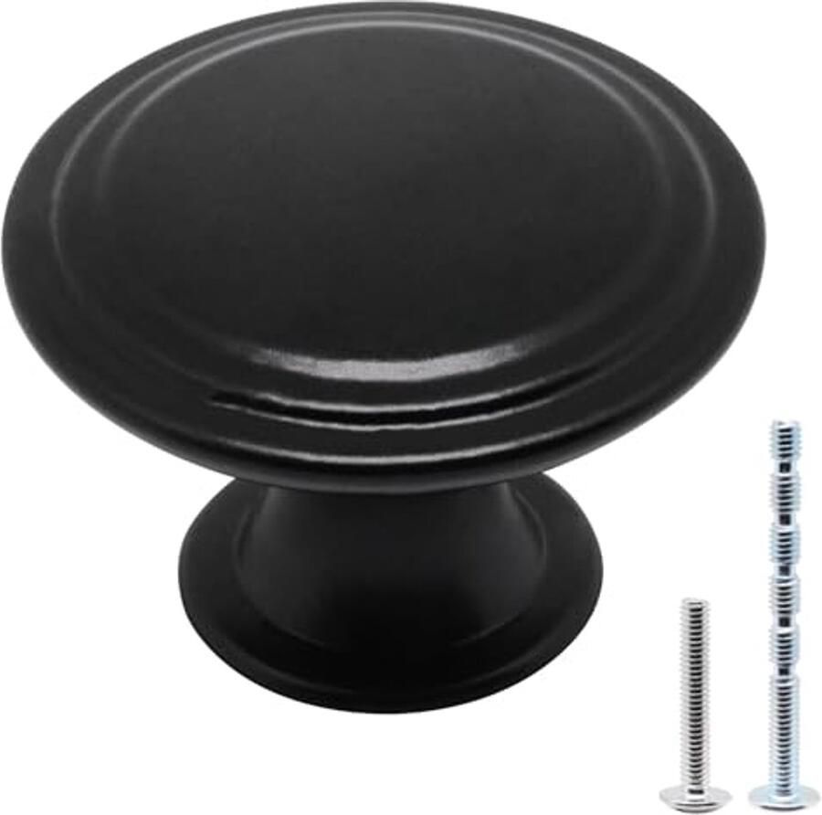 Zwarte Mat Kastknoppen 10 Stuks – Elegante Ronde Deurknoppen voor Keuken Badkamer en Dressoir