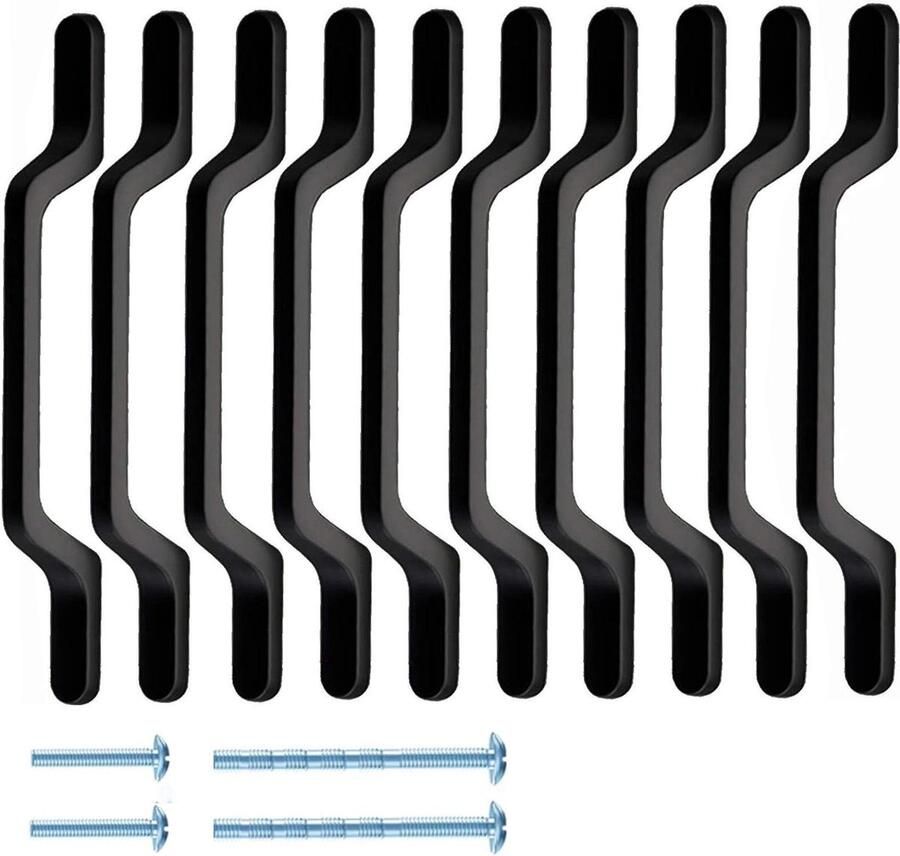 Zwarte mat metalen Fanruier Kastgrepen Moderne Handvatten voor Kasten Laden en Schoenenrekken (10-Pack 192 mm) cabinet handle black