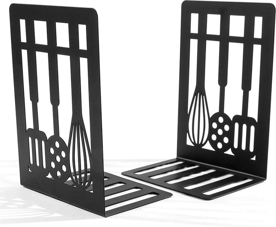 Zwarte metalen boekensteunen 2 stuks decoratieve boekenplank accessoires voor thuis kantoor bibliotheek perfect cadeau voor studenten 12 x 9 x 175 cm