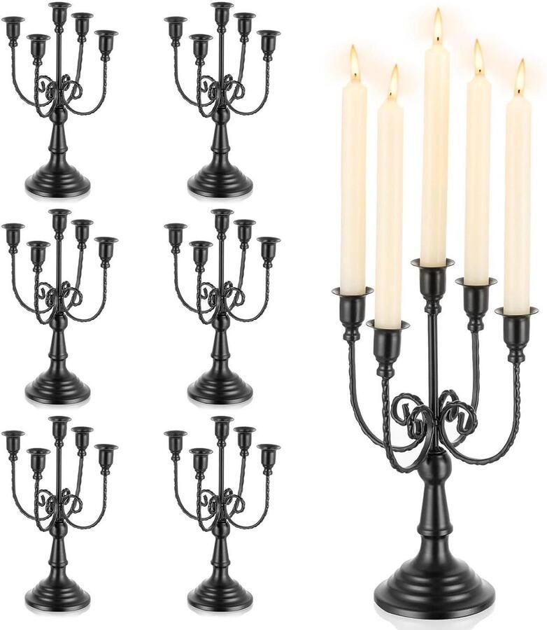 Zwarte metalen vintage kandelaar staafkaarsenhouder Halloween bruiloft feestdecoratie woonkamer eettafel decoratie