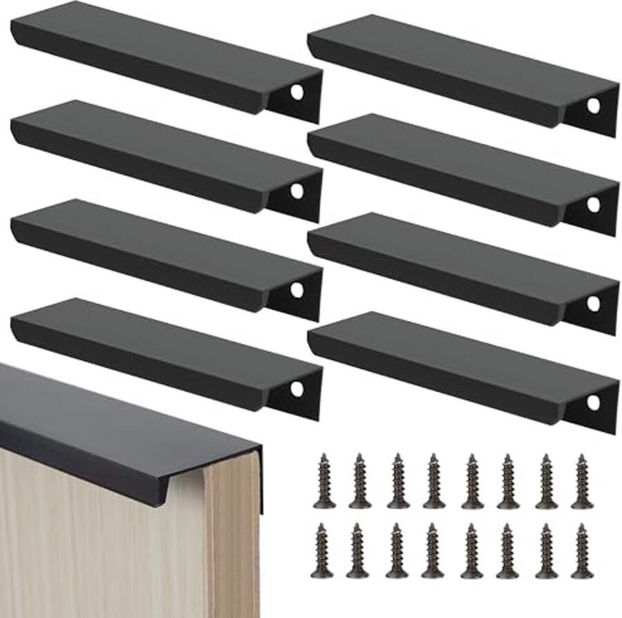 Zwarte meubelgrepen 120 mm Verborgen kastgrepen voor keuken kledingkast deur en laden 8 stuks