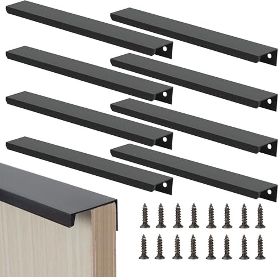 Zwarte meubelgrepen 300 mm Verborgen kastgrepen voor keuken deuren en laden 8 stuks
