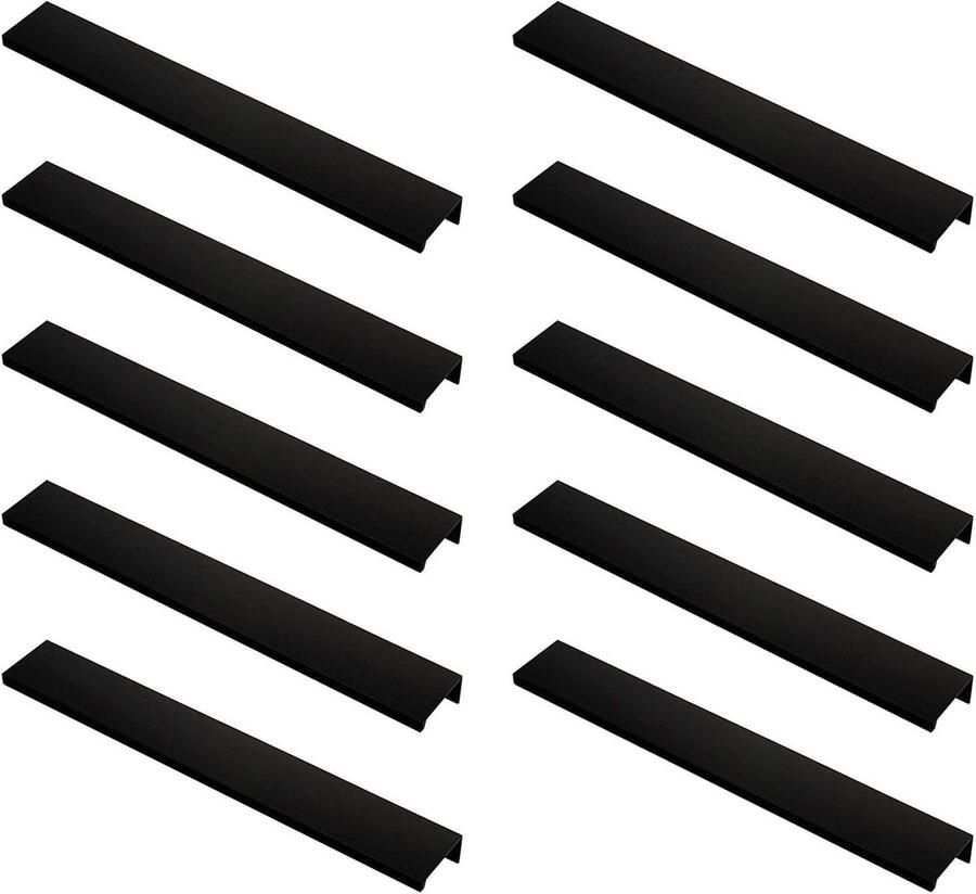 Zwarte meubelgrepen onzichtbare handgrepen keuken mat zwart aluminiumlegering 160 mm 10 stuks