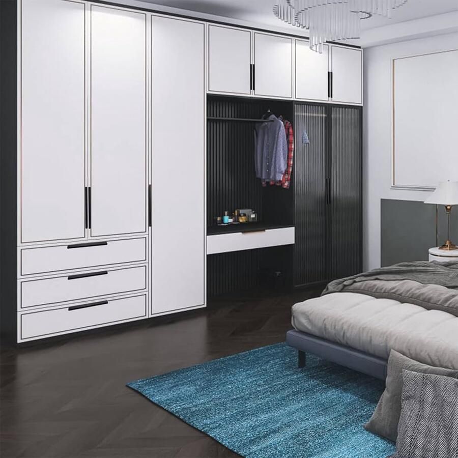 Zwarte meubelgrepen verborgen kastgrepen set van 8 aluminium