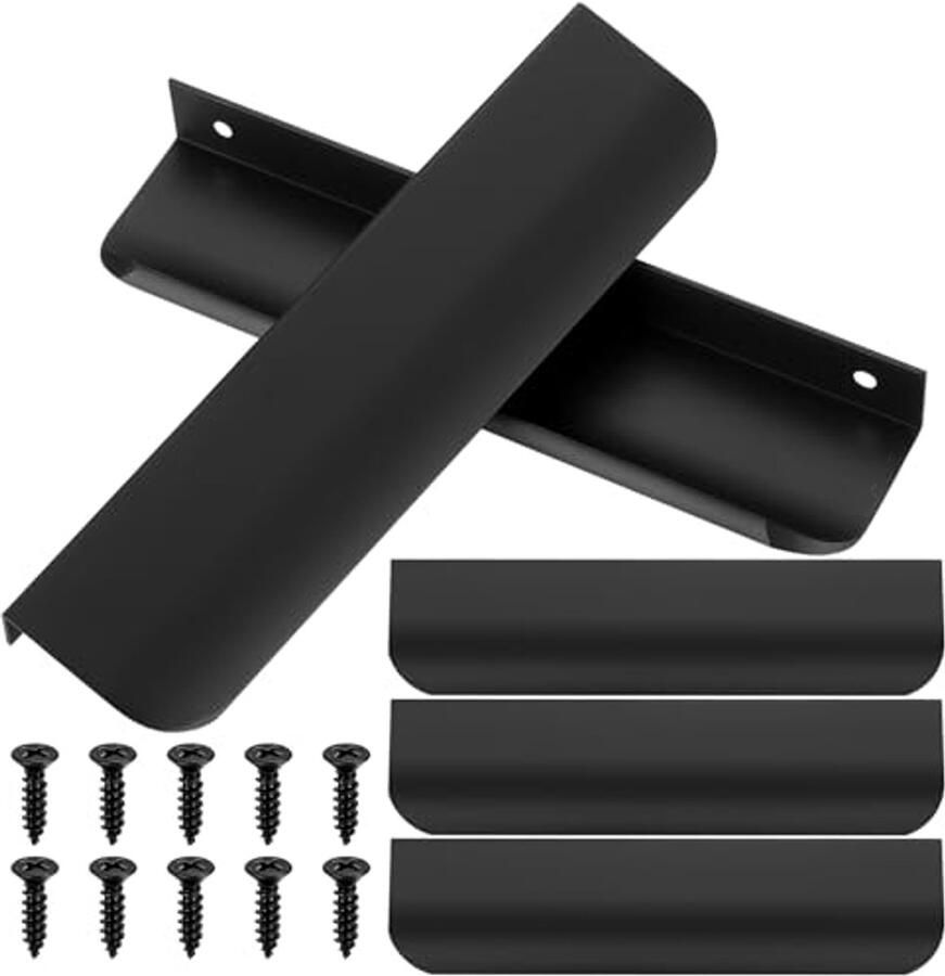 Zwarte Meubelgrepen voor Keukenkasten 150mm Verborgen Kastgrepen Aluminium Ladehandgrepen