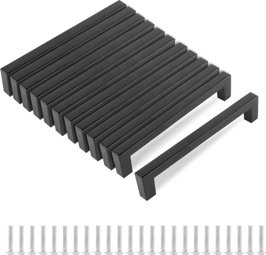 Zwarte Meubelgrepen Voor Keukenkasten en Ladeknoppen 12 Stuks 25 mm